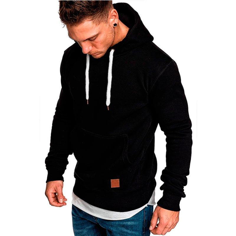 Men's Solid Casual Pullover Hoodies Sweatshirts-VESSFUL