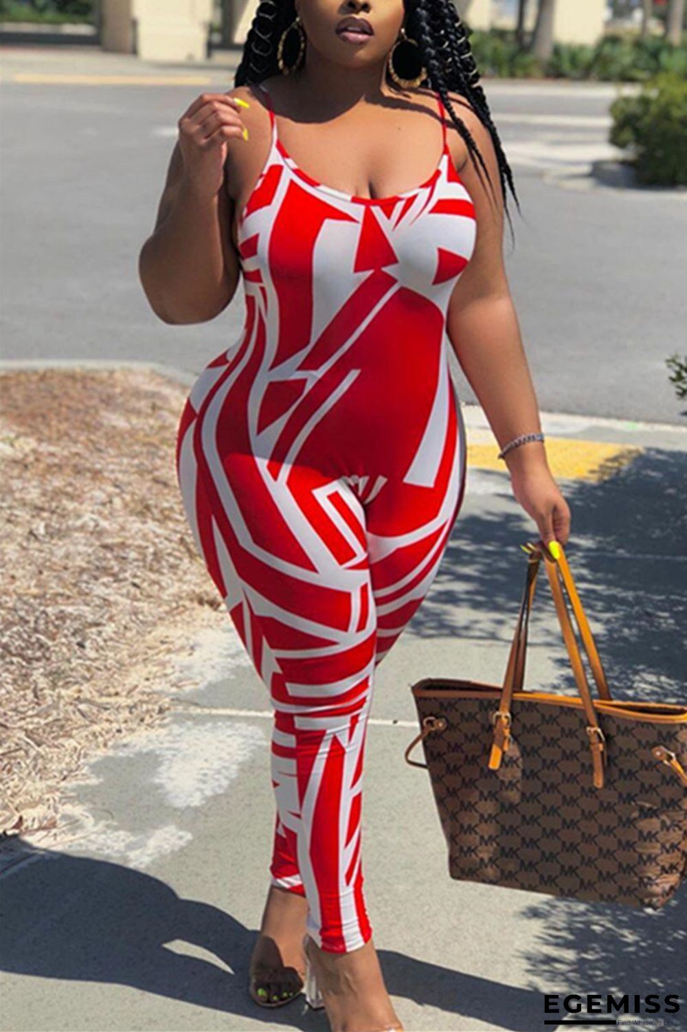 Red Fashion Sexy Women's Sling Trousers Jumpsuit | EGEMISS