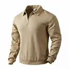 Men's Long Sleeve Quarter Zip Polo Sweatshirt - Casual Lapel Collar Textured Waffle Knit Pullover Sweater by Inlyline