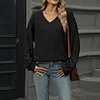 Gioiacombo™ Nuovo top a maniche lunghe con scollo a V tinta unita da donna