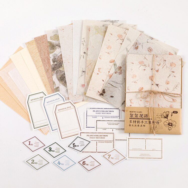 JOURNALSAY 30 Sheets Vintage Multi-Material Journal Decoration Memo Pad Literature Art