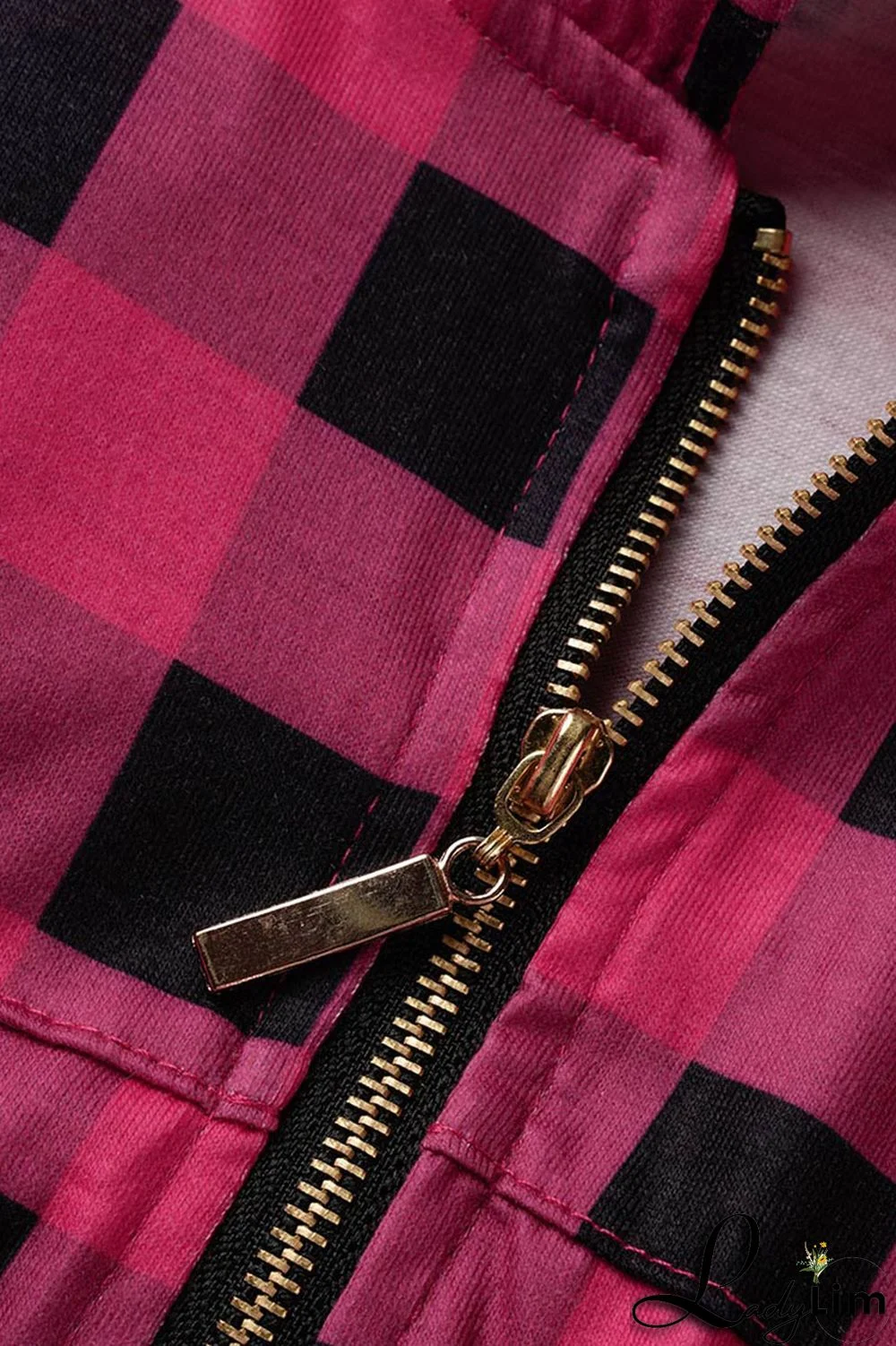 Black Casual Plaid Print Zipper Collar Straight Plus Size Dresses