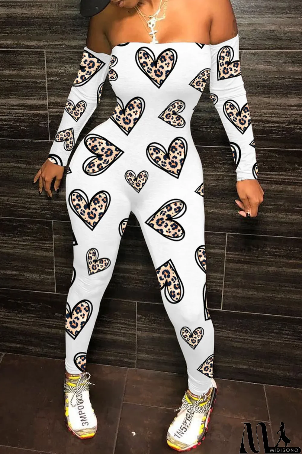 MidiSono - Black Sexy Print Strapless Regular Jumpsuits