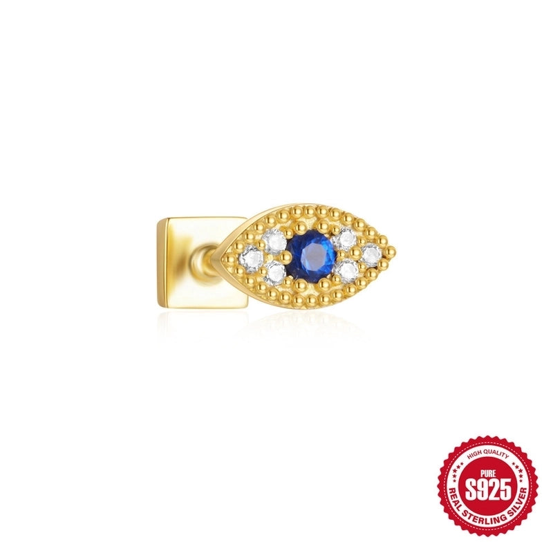 1 Piece 925 Sterling Silver Devil’s Eye Star Moon Ear Studs