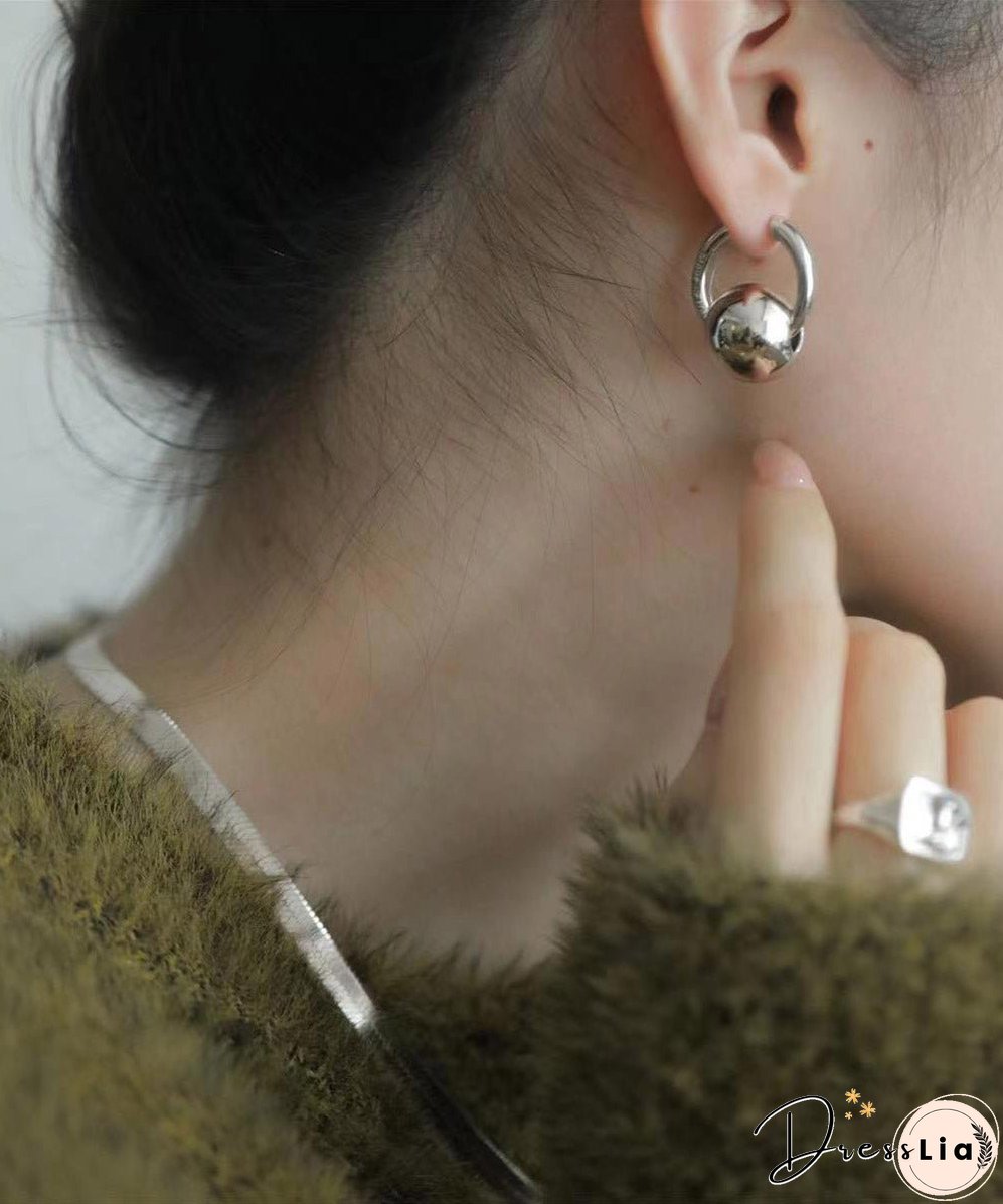 Loose Silk Copper Overgild Ball Hoop Earrings