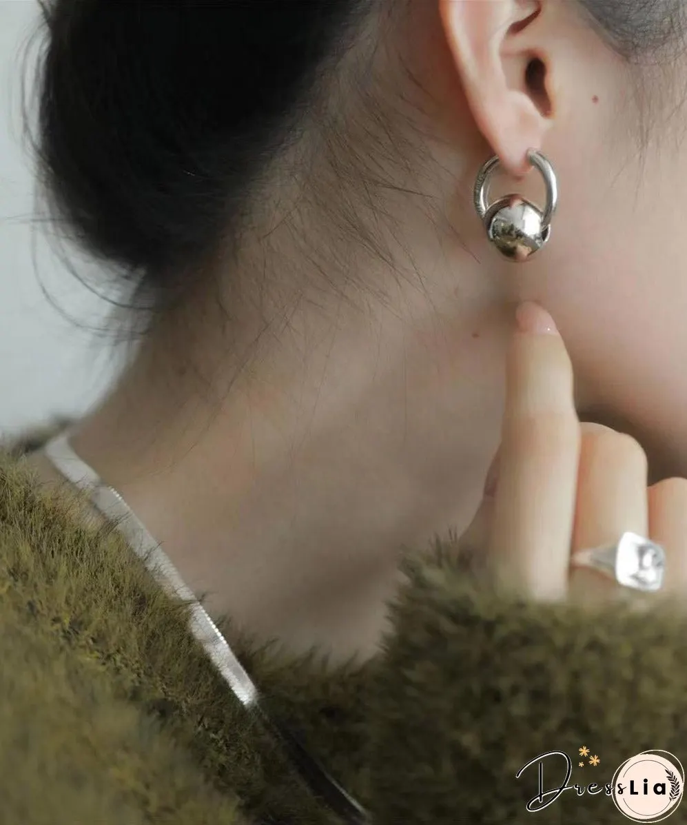 Loose Silk Copper Overgild Ball Hoop Earrings