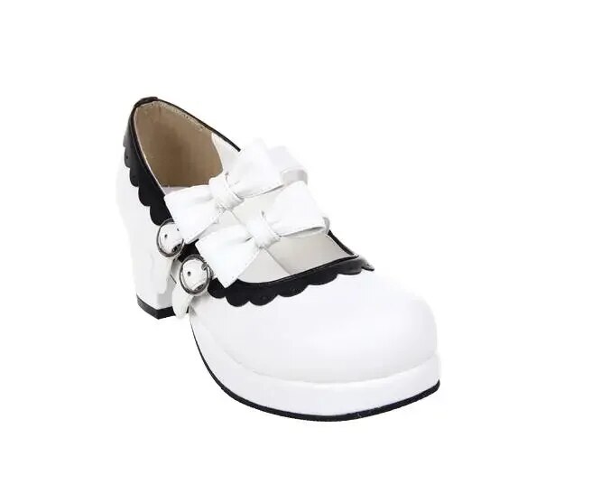 VCshoes Woman Mori Girl Lolita Cosplay Shoes Lady Low Heels Pumps Women Princess Dress Party Shoes 2 Bowties 4.5cm