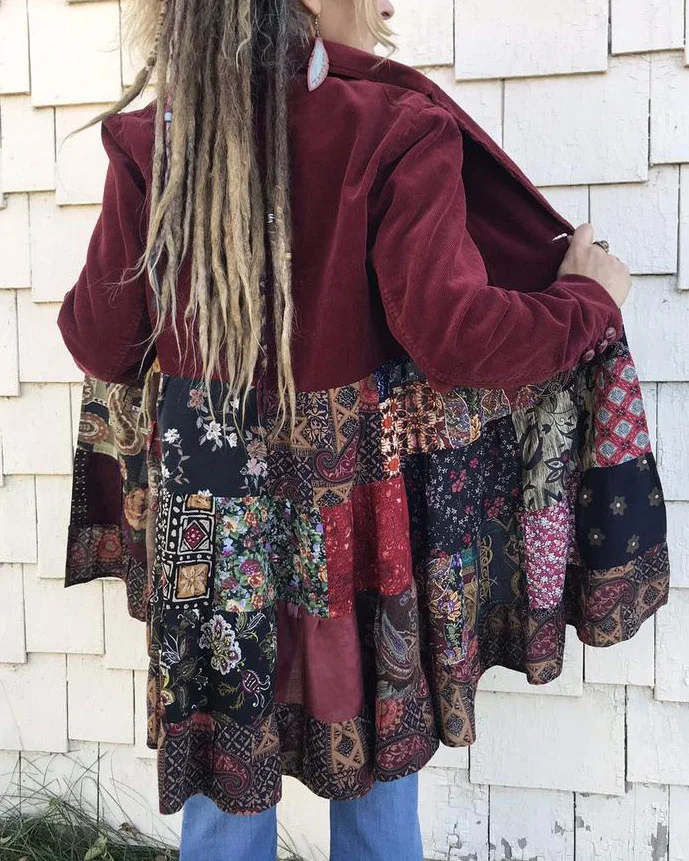 Art print velvet jacket cardigan