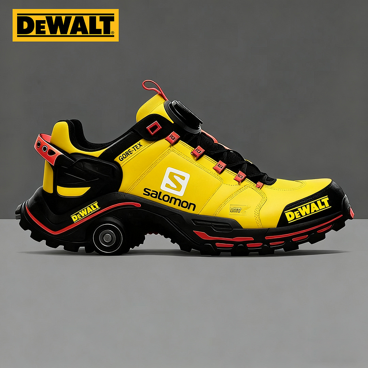 Pánská nepromokavá, prodyšná pracovní a turistická obuv od značek Salomon® a DEWALT, ideální pro práci a outdoorové aktivity.
