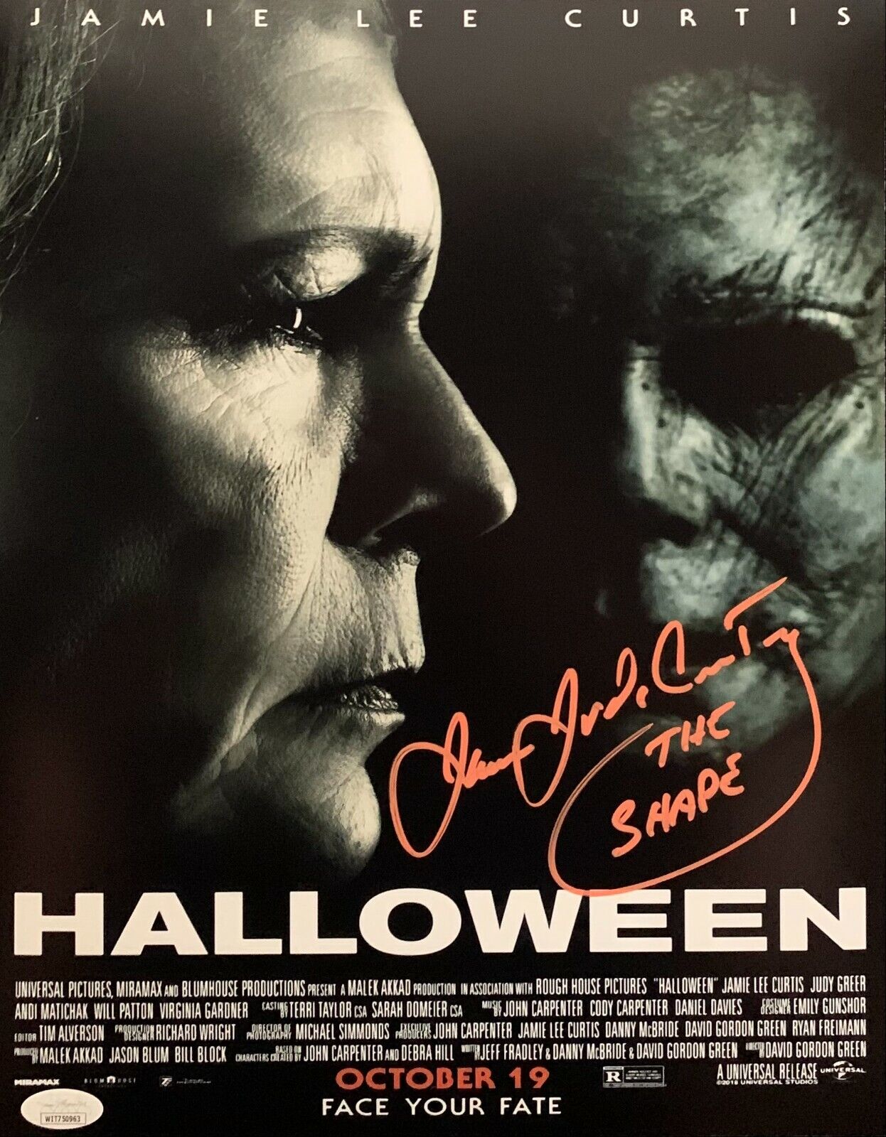 James Jude Courtney autographed signed inscribed 11x14 Photo Poster painting Halloween JSA COA