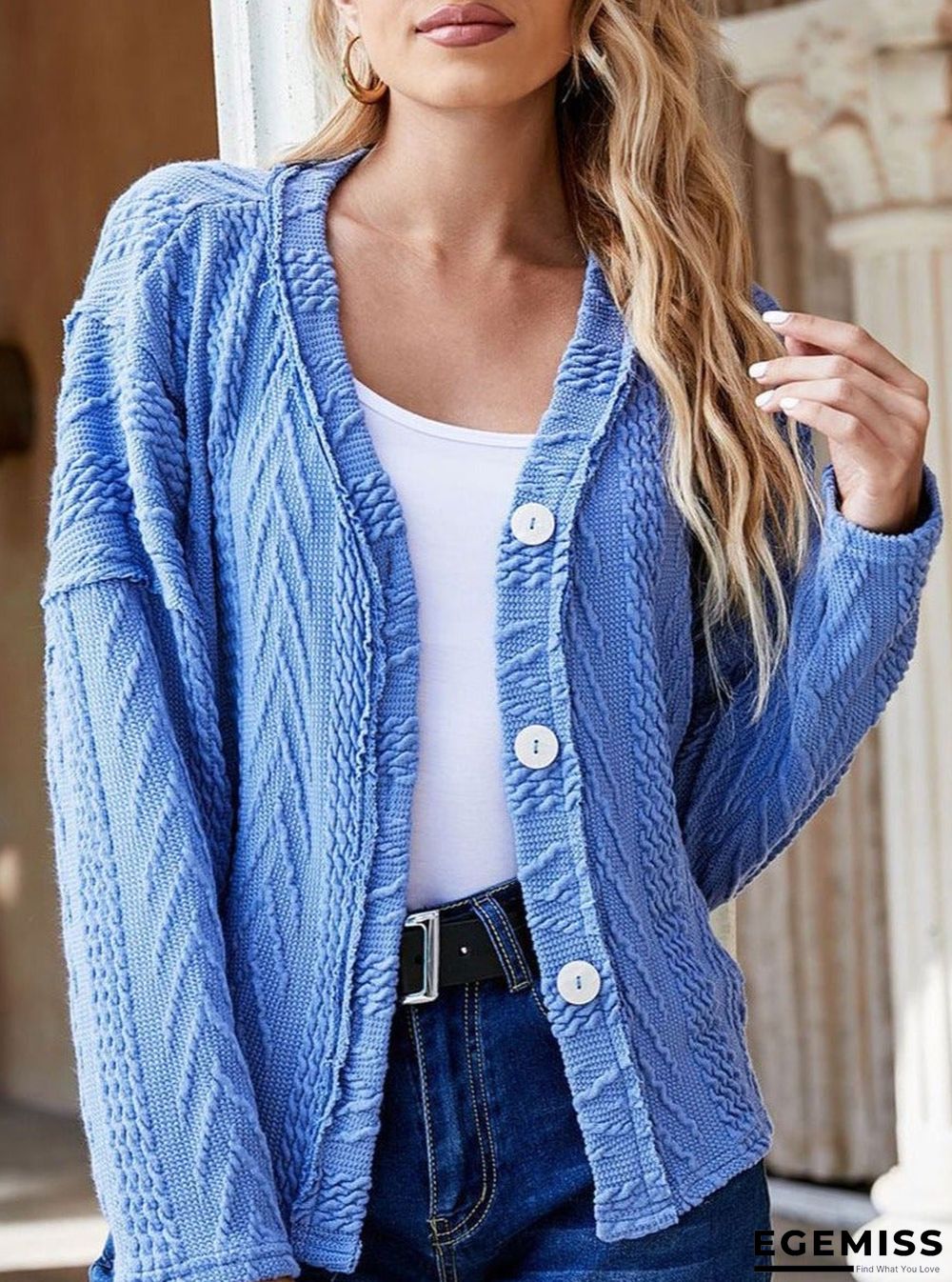 Loose Casual Jacquard Sweater Cardigan | EGEMISS