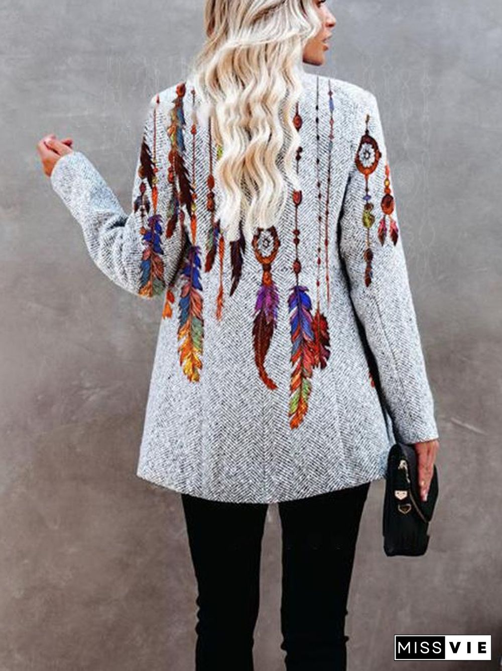 Light Gray Floral Embroidery Cardigan