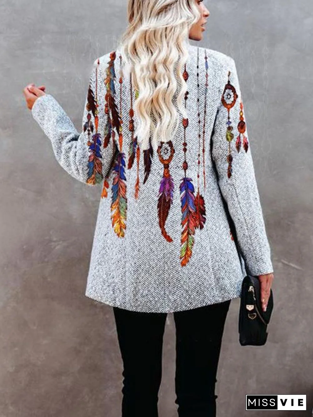 Light Gray Floral Embroidery Cardigan