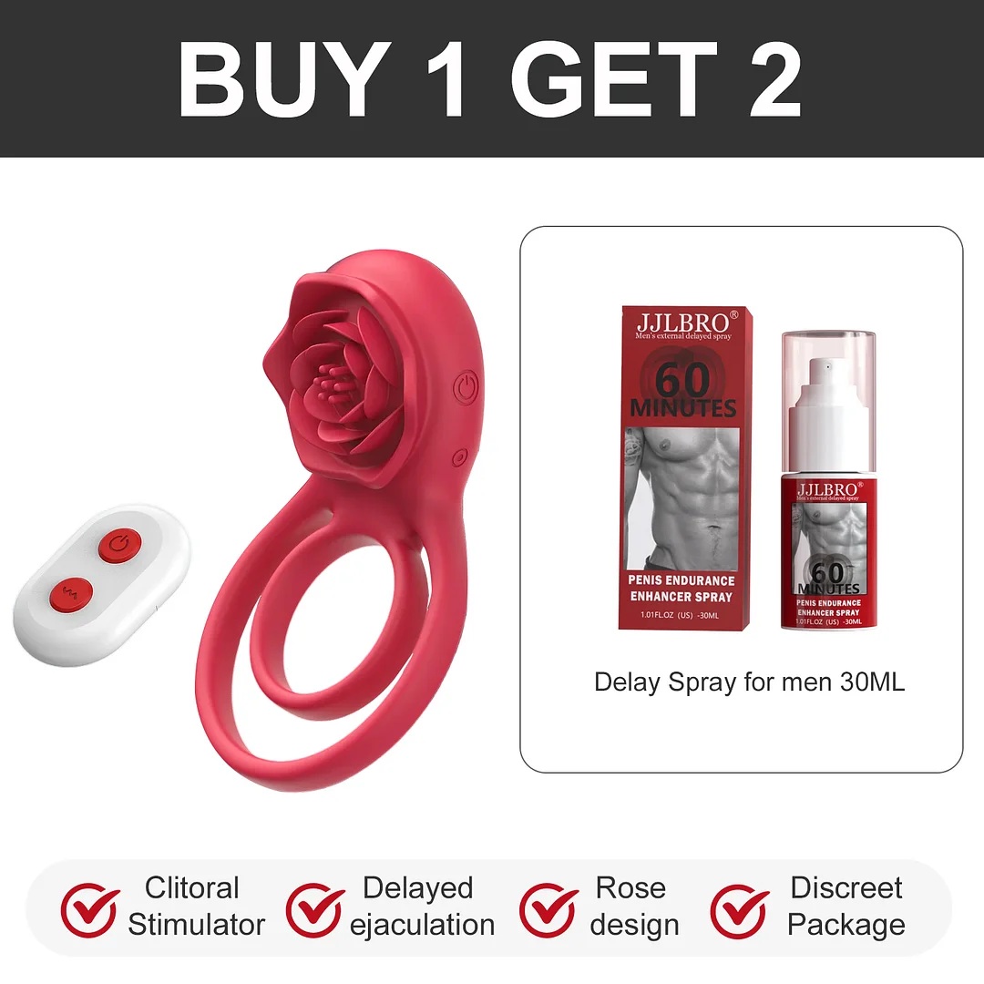 Rose Vibrating Cock Ring with Clitoral Stimulation for Couples