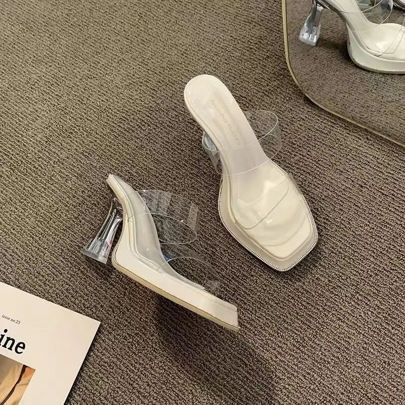 Breakj Breakj Slippers Women 2025 New Summer Wearing Fairy Style Transparent Crystal And Waterproof Table Coarse And Cold Slippers