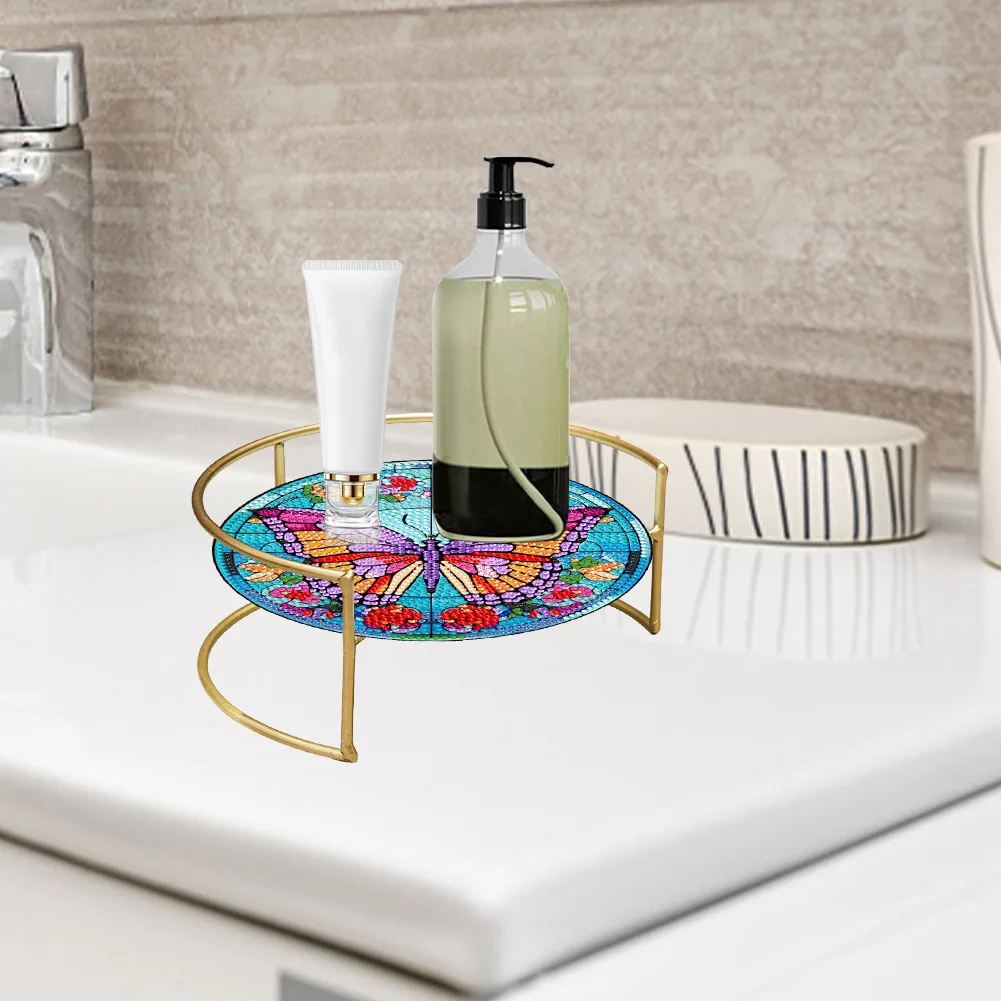 DIY Butterfly Acrylic Diamond Painting Bathroom Tray Diamond Art Counter Organizer