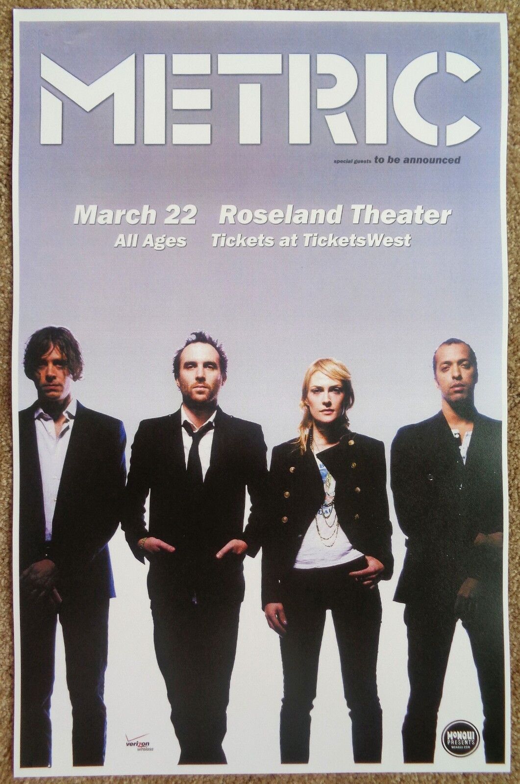 METRIC 2010 Gig POSTER Portland Oregon Fantasies Concert