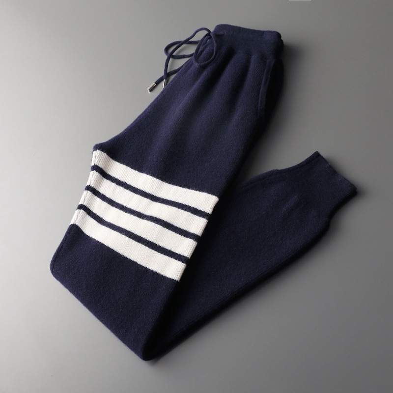 Striped Wool Sweatpants For Men REAL SILK LIFE