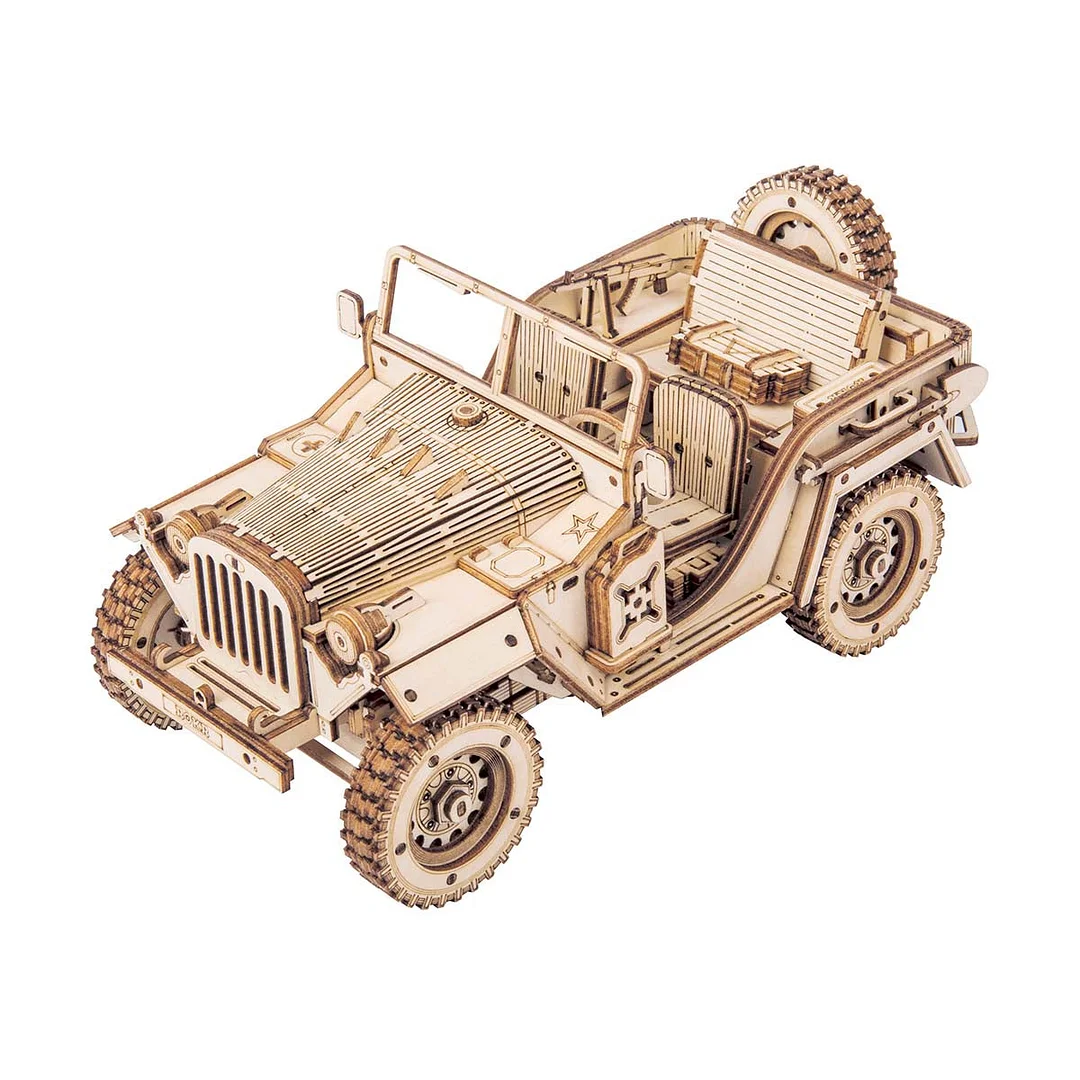 Robotime Nederland ROKR Army Jeep Scale Model 3D Wooden Puzzle MC701