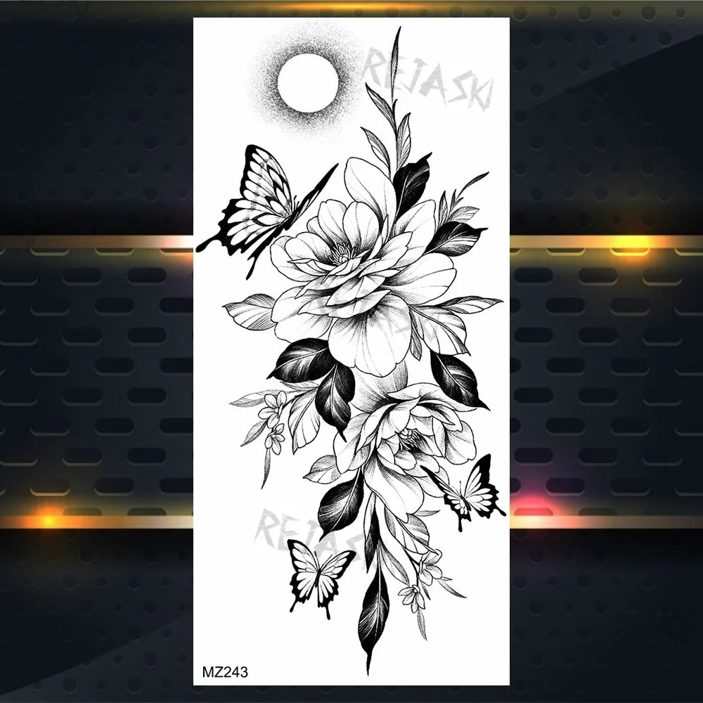 Sdrawing Rose Jewelry Water Transfer Tattoo Stickers Women Body Chest Art Temporary Tattoo Girl Waist Bracelet Flash Tatoos Flower
