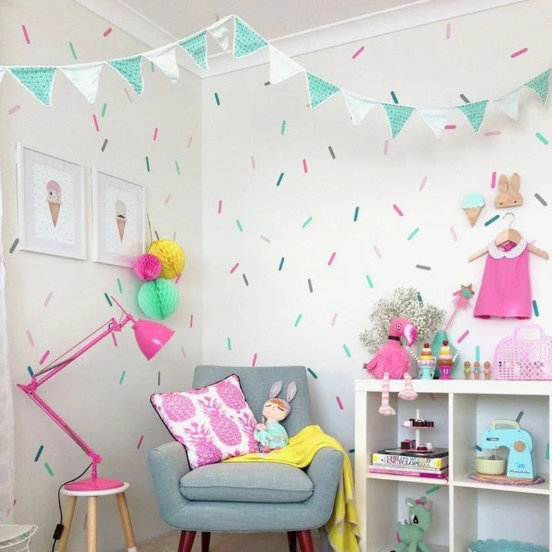 Sprinkles Decorative Stickers Baby Girl Room Wall Sticker For Kids Room Holiday Party Room Decoration Children Wall Stickers
