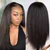 100% Real Human Hair Front 360 Real Lace Ion Perm Black Wig Super Baby Hair