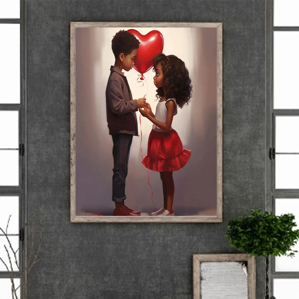 Diamond Painting - Full Round Drill - Kid Sweet Couple(Canvas|30*40cm)