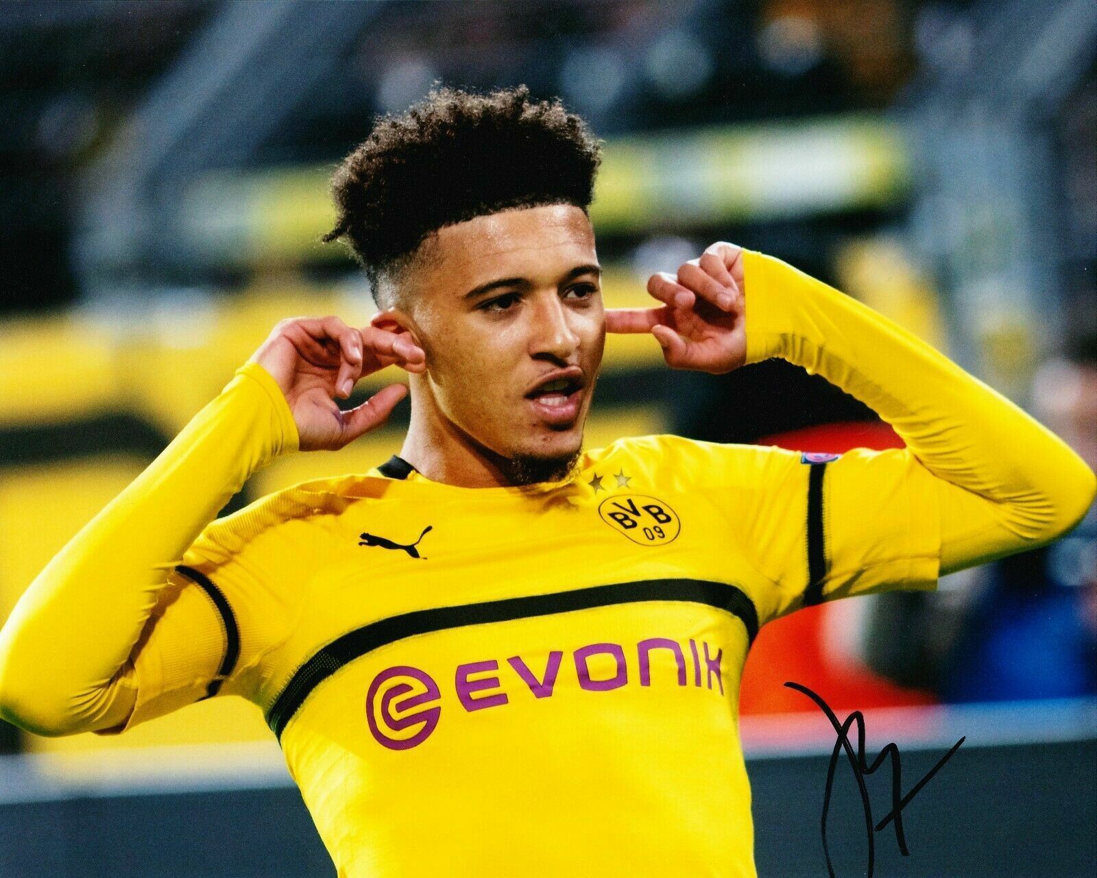 Jadon Sancho Signed 10X8 Photo Poster painting Borussia Dortmund AFTAL COA (1234)