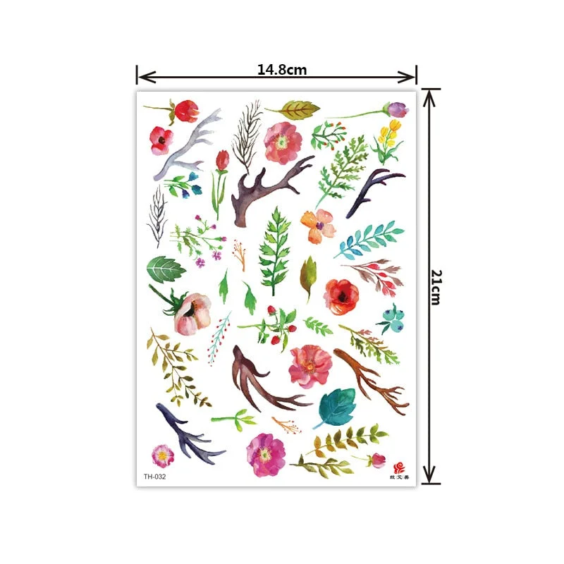 New style tattoo stickers anti-real big picture waterproof sweat flower arm tattoo stickers sika deer parrot tattoo stickers