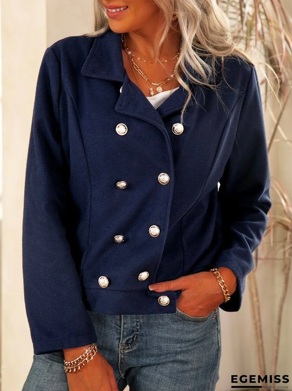 casual long sleeve plain outerwear | EGEMISS