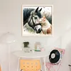 Horse And Cat-11CT Stamped Cross Stitch 40*40cm/15.75*15.75in tapestrymarket