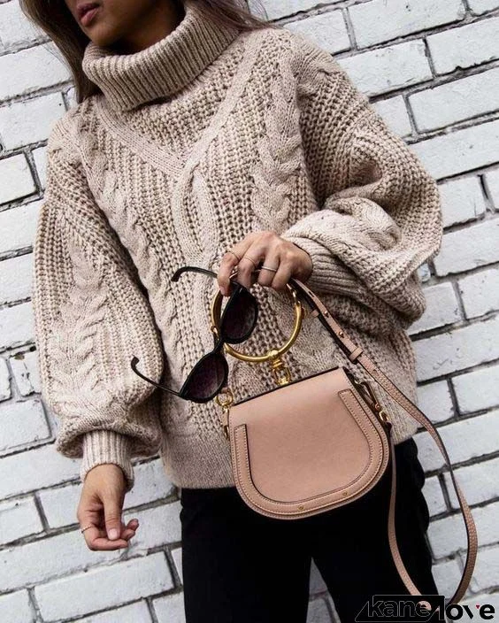 Casual easy turtlenecck sweater knitted sweater