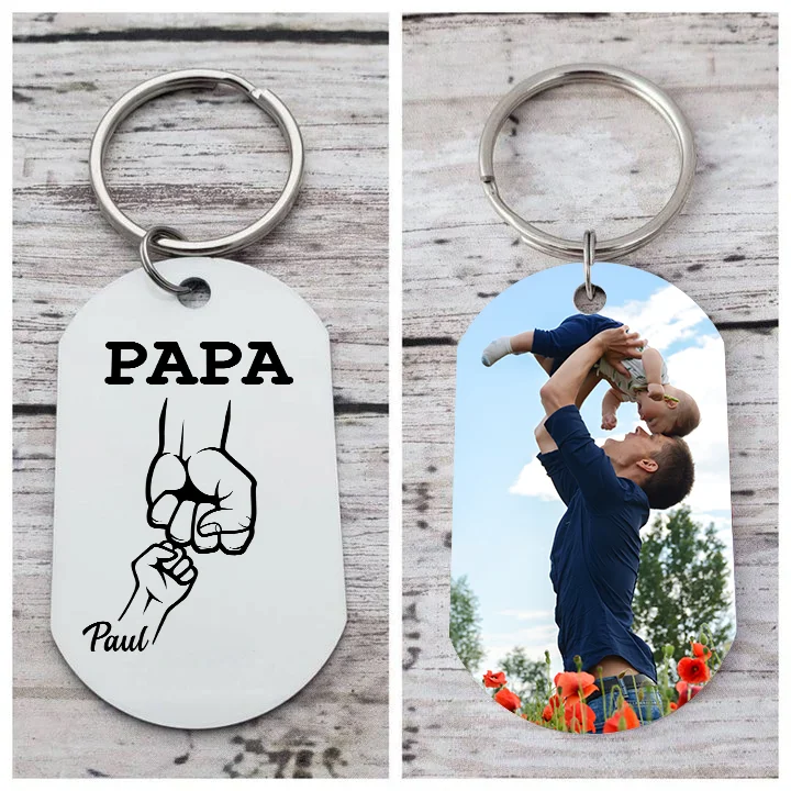 Personalisierbares Foto & Name Papa Faust Schlüsselanhänger-Geschenk für Vater