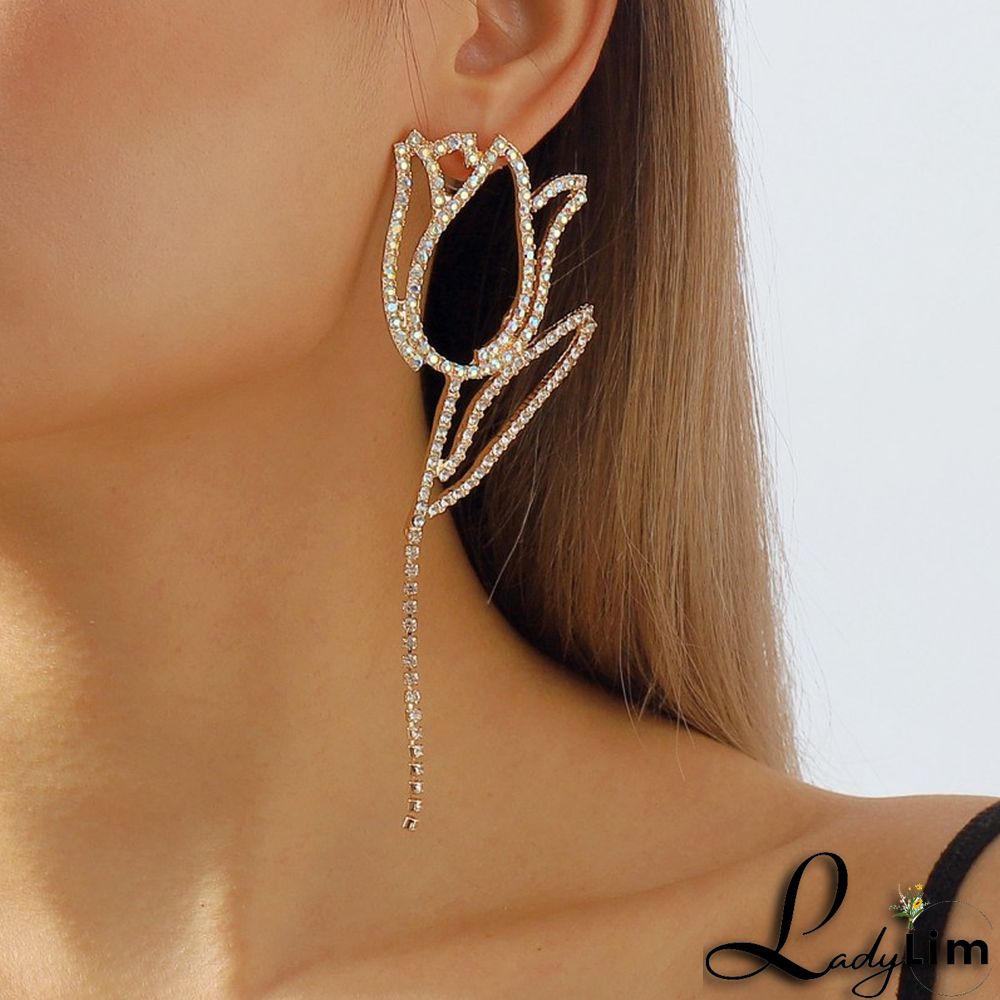 Pink Casual Patchwork Rhinestone Earrings