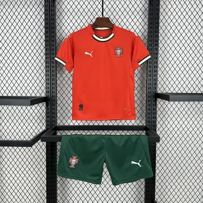 Kids Portugal 2025 Home Football Jersey Set