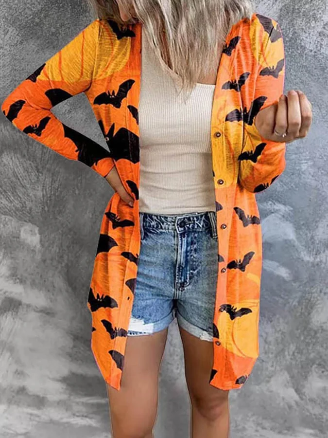 Women's Halloween Print Versatile Cardigan