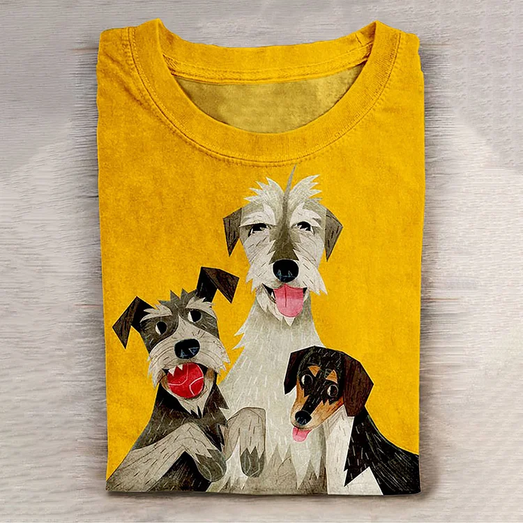 Dog Print Short Sleeve Casual T-Shirt