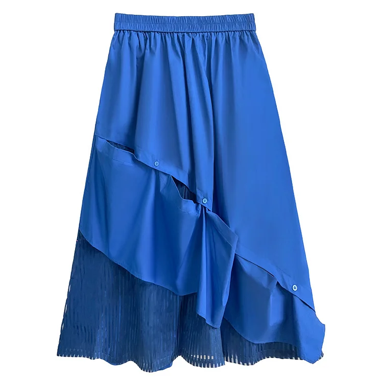 Personalized Splicing Elastic Waist Mesh Skirt - yankia