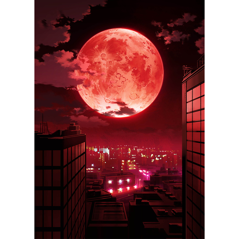 

30*40CM - Round Drill Diamond Painting - Blood Moon, 501 Original
