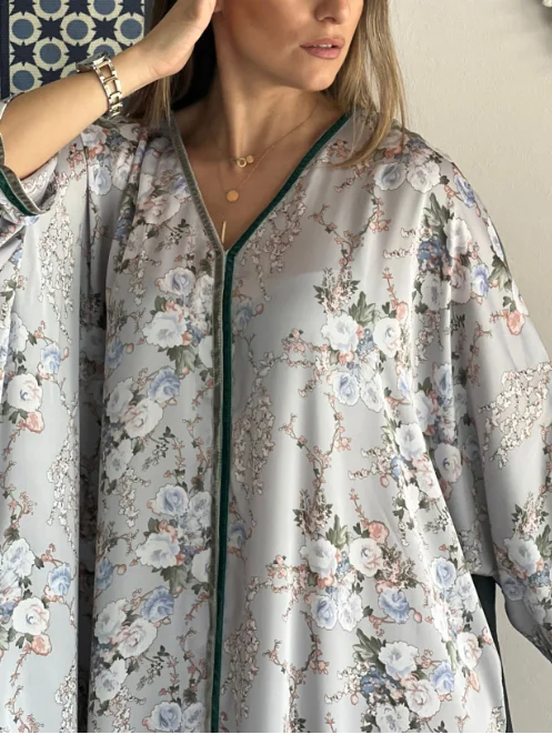 Premium Satin Printed Dress Robe-inspireuse