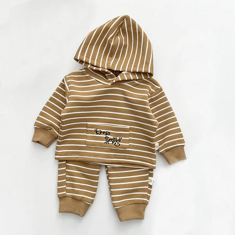 KEEP SMILE Baby Striped Hoodie and Pants Set