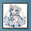 Diamond Painting -DIY Round Drill Wreath White Tigers