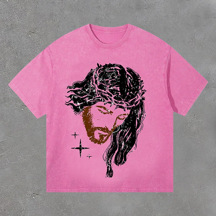 Stylish Vintage Jesus, Faith Over Fear Acid Washed Short Sleeve T-Shirt