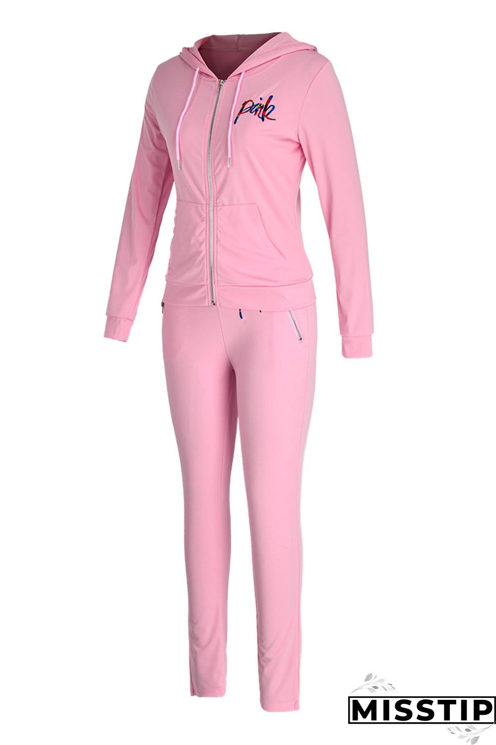 Purplish Red Fashion Casual Letter Print Patchwork Hooded Collar Long Sleeve Two Pieces