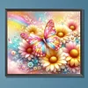 Diamond Painting-DIY Full Round Drill Pearl Daisy Butterfly(35*30CM）