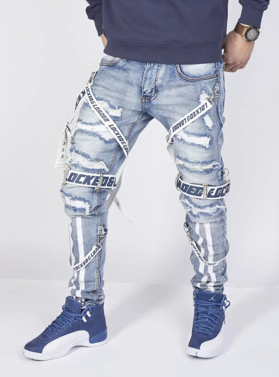Straps and stones jeans Clearance