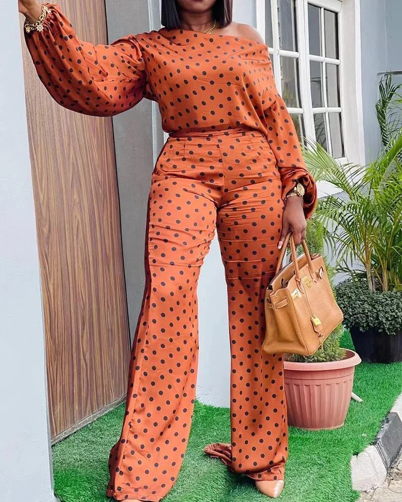 Casual and stylish polka dot suit