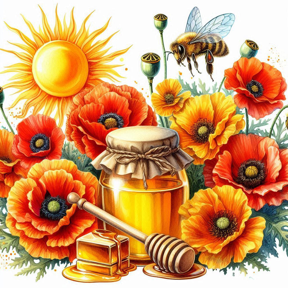 Honey Poppy 30*30cm(canvas) full round drill diamond painting