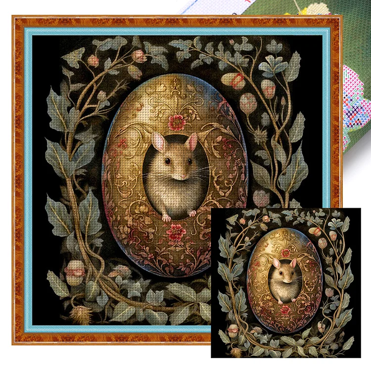 【Huacan Brand】Easter Mouse 11CT Stamped Cross Stitch 45*45CM