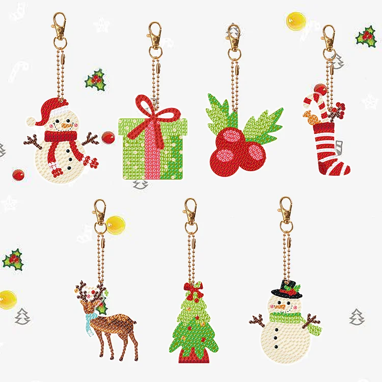 Double Sided Diamond Painting Keychains Special Shape 6PCS (Xmas Ornament)  5.99